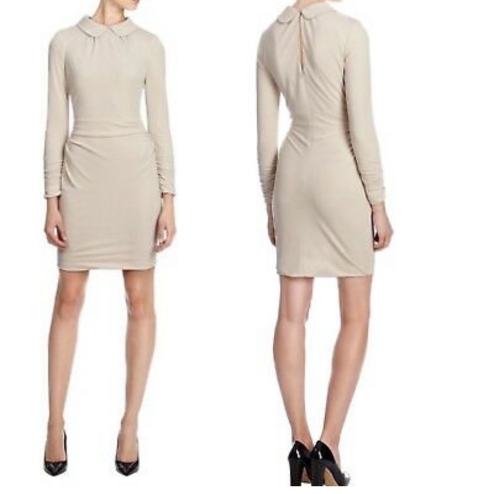 DONATING SOON Karen Millen Fitted Bodycon Long Sleeve Cream Dress